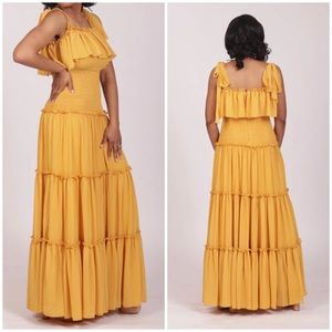 Marigold Stretchy Tiered Maxi Dress